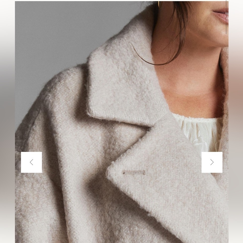Anthropologie Boucle Cocoon Coat Size M/P cream wool blend retail $368 - Picture 4 of 12